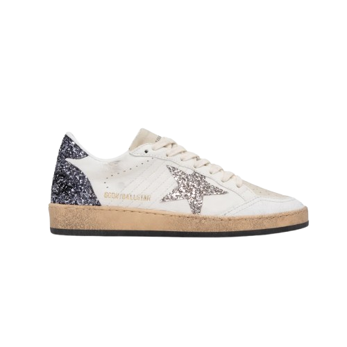 Golden Goose Ball Star Sneaker White Black Gray Glitter