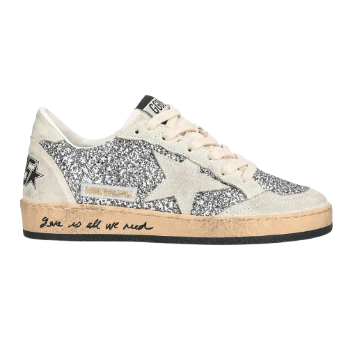 Golden Goose Silver Glitter Ball Star Sneakers