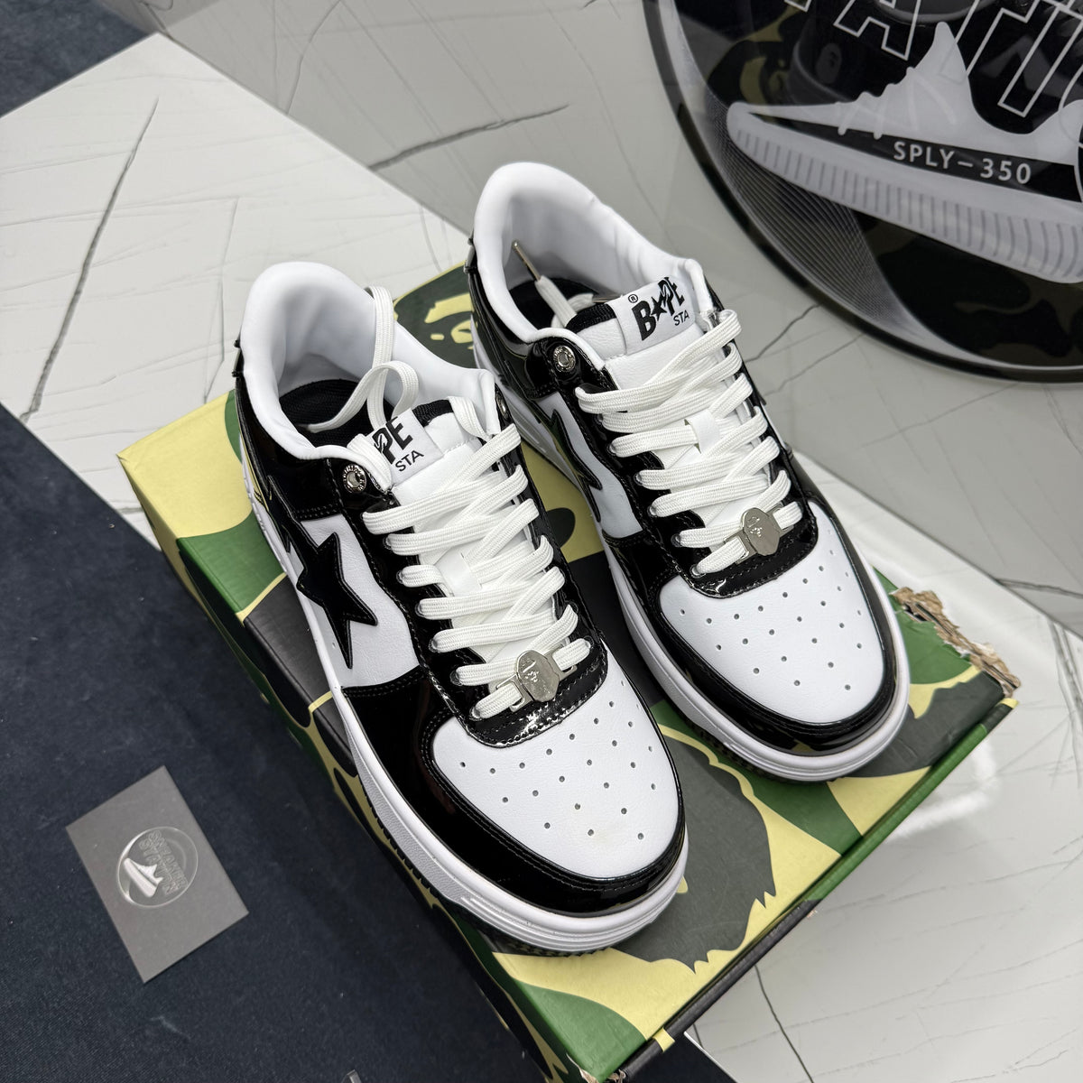 A Bathing Ape Bape Sta Low Patent Black