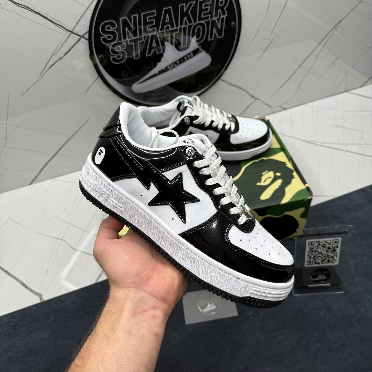 A Bathing Ape Bape Sta Low Patent Black