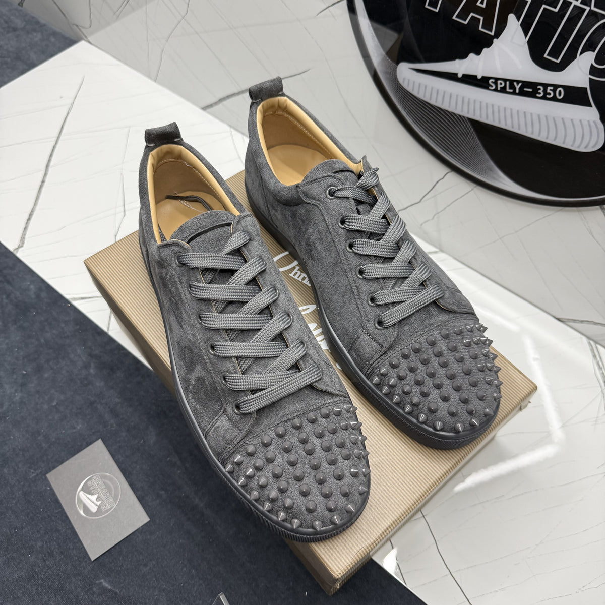 Christian Louboutin Grey Louis Junior Spikes