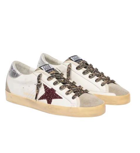 Golden Goose white silver red Glitter leopard laces