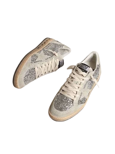 Golden Goose Silver Glitter Ball Star Sneakers