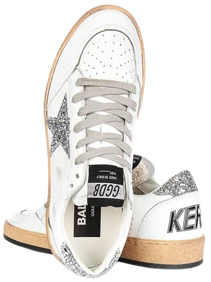 Golden Goose Ball Star Sneaker White Black Gray Glitter